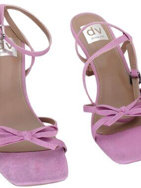 DV Dolce Vita Zidane Ankle-Strap Bow Pink Linen Sandal 6.5M